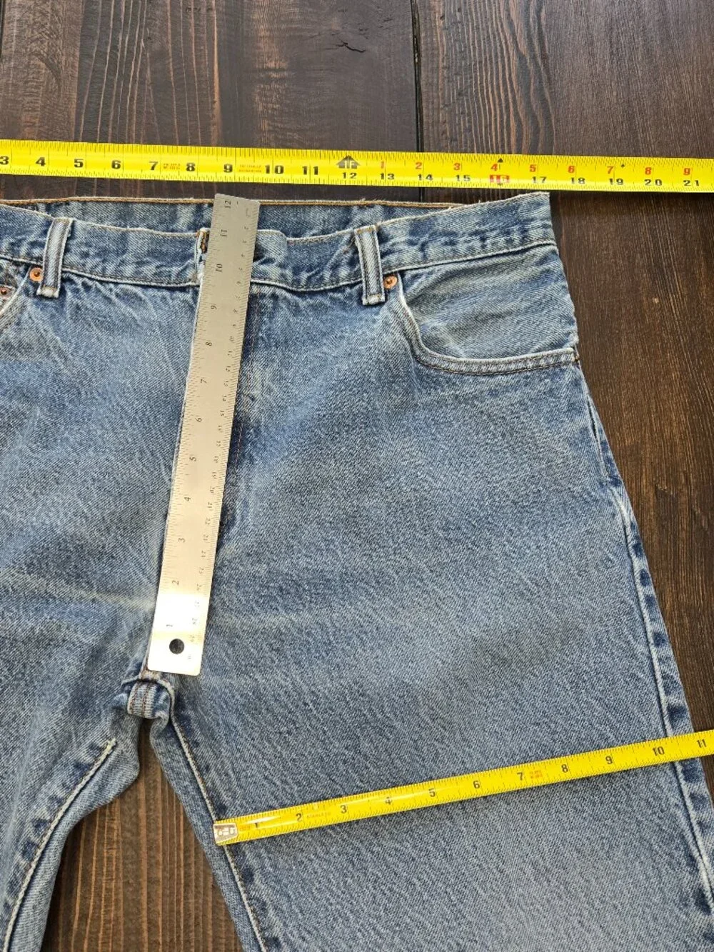 Levis 517 Bootcut Jeans Mens 34X33 Blue Denim Light Wash Patched Mexico Y2K